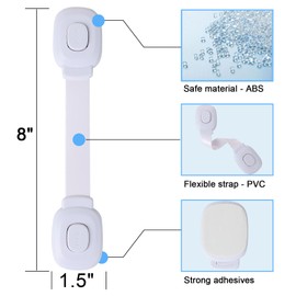 Fursafe&Q Baby Cabinet Locks, Child Safety Cabinet Proofing -Child Safety Strap Locks Adhesive Drawer Fridge Ovens Door Toilet Latches No Drill Multi-Purpose for Furniture Kitchen Lock (White, 2Pack)