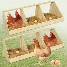 Nalwort Chicken Nesting Boxes, 6 Compartment Wooden Chicken Laying Boxes, Nesting Boxes for Chickens, Hens, Ducks, Poultry Nest Box for Laying Eggs, (Includes 6 Fake Eggs, 6 Nest Box Pads)