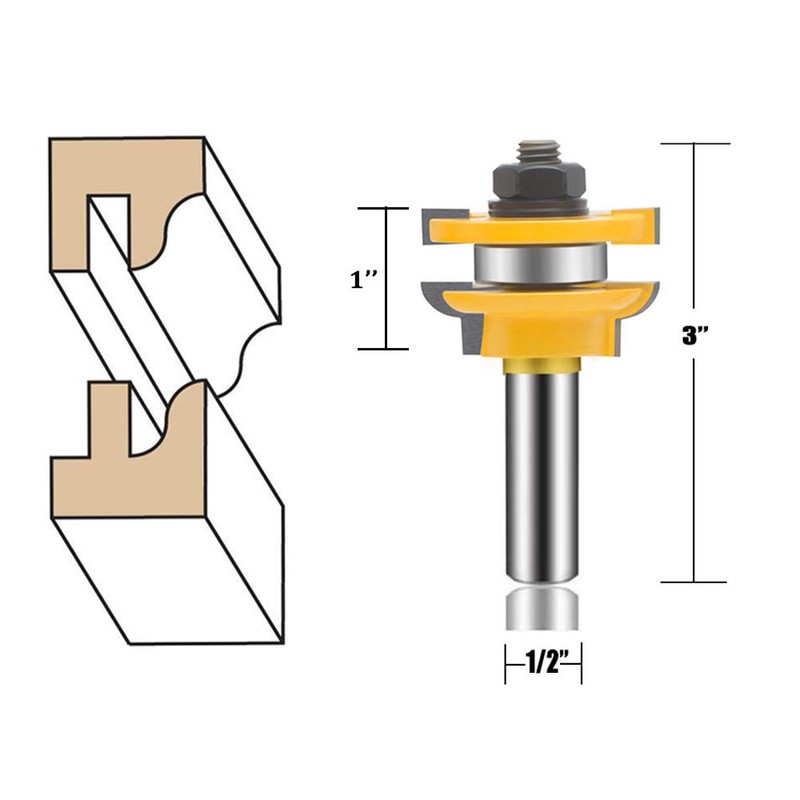 LEATBUY 3 PCS Router Bit Set 1/2-Inch Shank, Tongue Groove