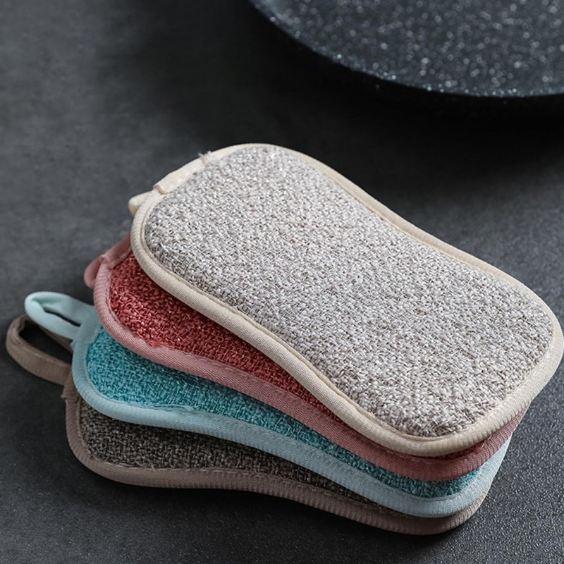 Baluue 4sets Reusable Dish Sponges Kitchen Cleaning Sponge Set Non