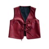 Verdusa Women's Western Leather Cowgirl Vest Bow Tie Front Sleeveless