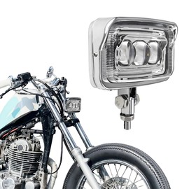 VINTGMT Motorcycle Headlight Square Led Headlamp Visor High Low Beam Bright for Harley Honda Yamaha Suzuki Kawasaki Chopper Cafe Racer Bobber Cruiser(Clear)