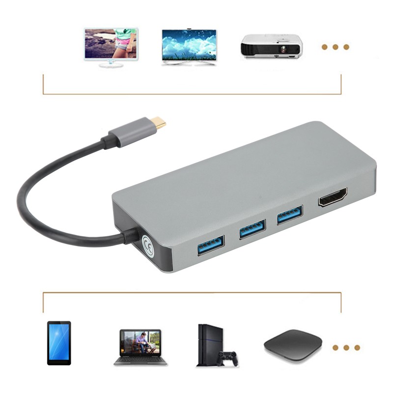 Hub Adapter TypeC to HDMI Cable VGA Converter USB B0504