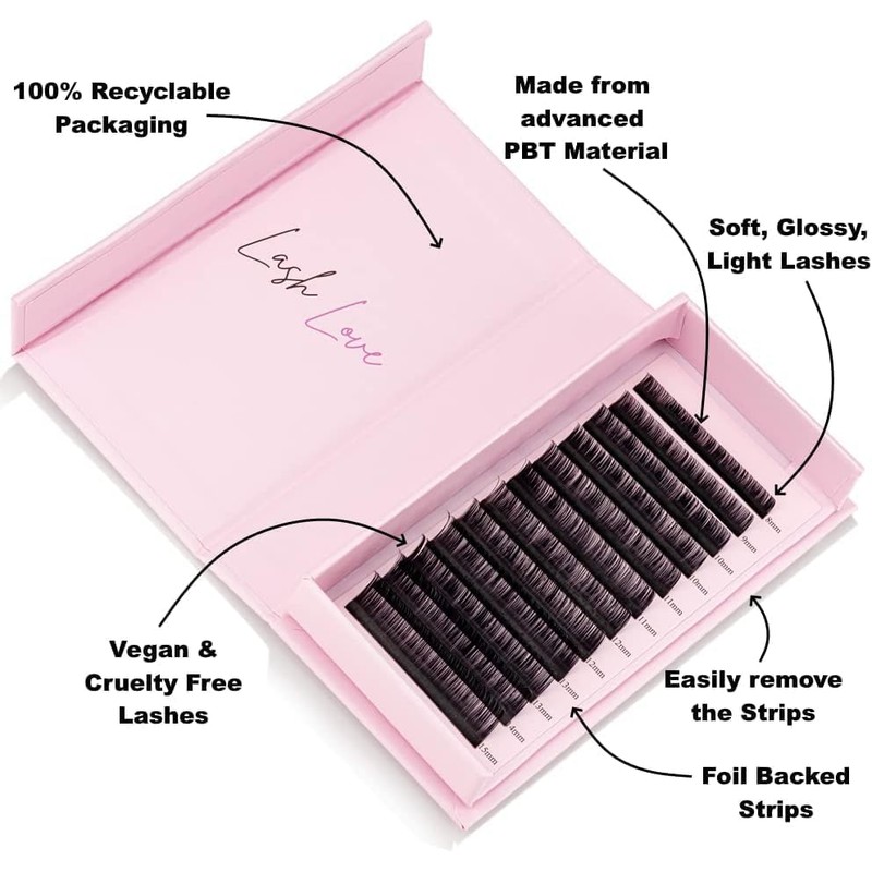 Eyeluvlashes PROFESSIONAL EYELASH EXTENSIONS Volume Lash Trays Silk Eyelash Extensions