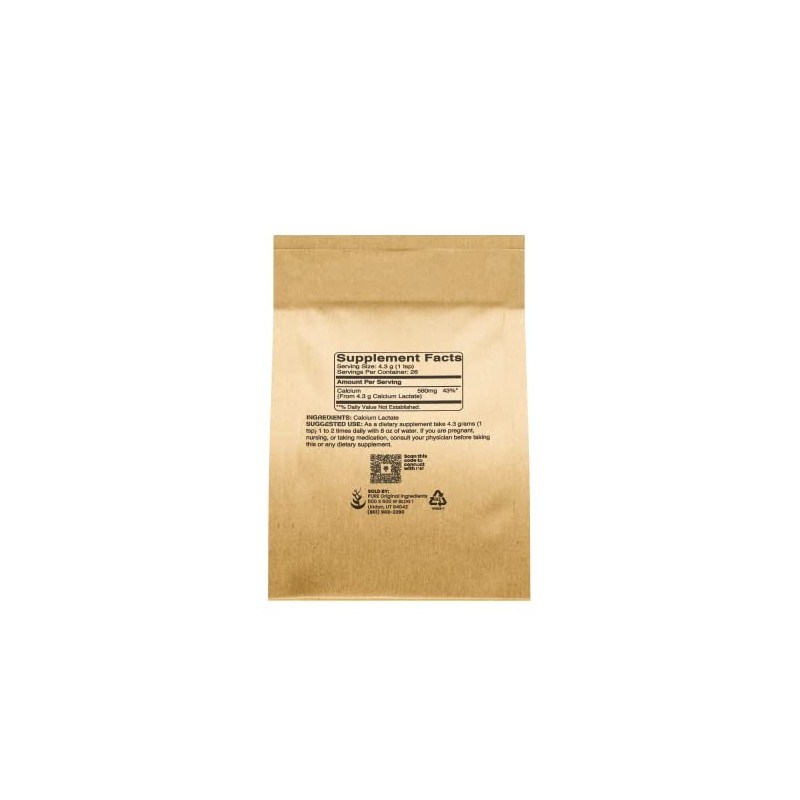 Pure Original Ingredients Calcium Lactate Calcium Supplement, Electrolyte, Non-GMO (4