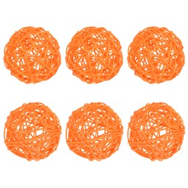 M METERXITY 6-Pack Wicker Rattan Balls 80mm/3.2 Inch Decorative Rattan Balls Orbs Vase Fillers Bowl Fillers for Christmas/Weddings/Thanksgiving/DIY Crafts/Home Decor [Orange]