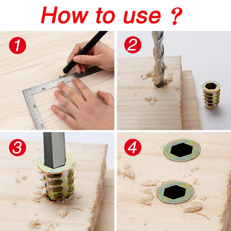 YIXISI 25 PCS M8x20 Zinc Alloy Hex Socket Screw-in Nuts