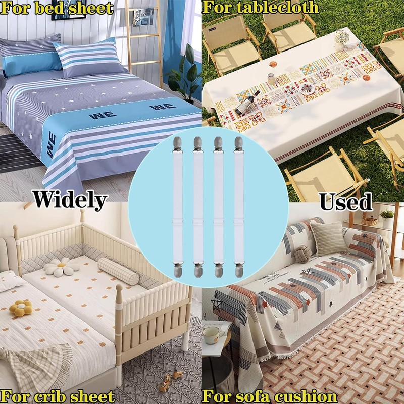 Sofa Cover Holder Straps with Suspenders & Fasteners - Magic