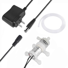 PlusRoc 12V DC Small Water Transfer Pump 1.3LPM Mini Self Priming Micro Pump with Food Grade Pipe and Power Adapter, For Ice Maker Coffee Machine Water Dispenser