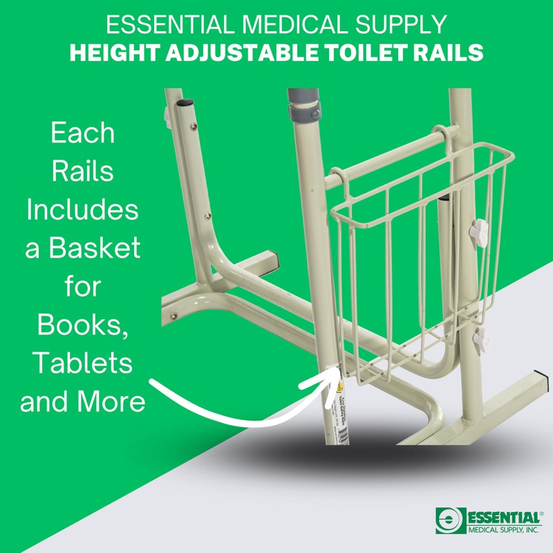 Essential Medical Supply Height Adjustable Standing Toilet Safety Rail -