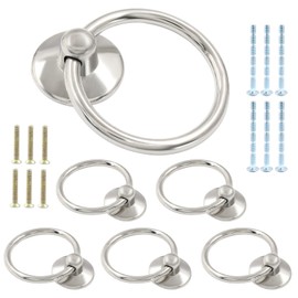 Unlorspy 6 Pcs Metal Drawer Ring Knobs, Drop Ring Drawer Pulls,Cabinet Ring Pull Handles Knobs with Screws for Cabinets Dresser Drawers (Chrome, 1-3/4 Inch OD)