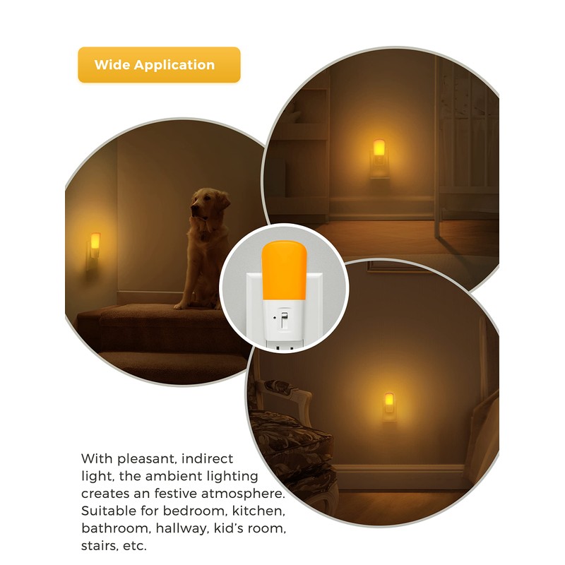 LOHAS Amber Night Light, Dimmable Plug in Yellow Night Light