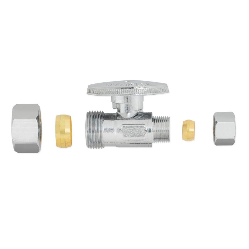 Eastman Quarter-Turn Straight Stop Valve with Brass Ball Mechanism, 5/8