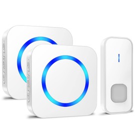 Doorbell, Wireless Doorbell Battery Operated Push Button 2 Plug-in Receivers Waterproof Door Bell with 1300ft Range 55 Ringtones 5 Adjustable Volume Levels LED Flash Doorbells for Home Classroom