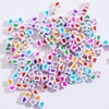 Xeahung 200PCS Acrylic Square Letter Beads Heart Pattern Multicolored 6x6mm