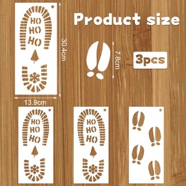 Christmas Santa Footprint, 3 Pieces Santa Claus Footprints Stencil, Reusable Santa Boots Prints Reindeer Elf Footprint Stencil Holiday Stencils
