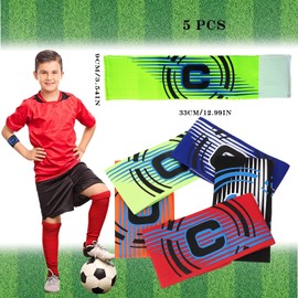 WTpin Pack of 5 Adjustable Captain's Armband Football Men's Elastic Captain's Armband Adjustable Captain's Armband for Sports Activities for Children (5 Colours)
