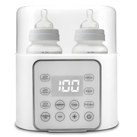 Baby Bottle Warmer, 9-in-1 Bottle Warmer for Breastmilk, Quick Baby Food Warmer and Defrost Warmer for Twins, LCD Display Precise Temperature Adjustment, 24 Hours Constant Mode (White)