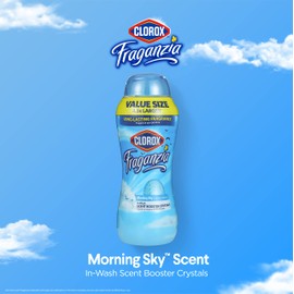 Clorox Fraganzia Laundry Scent Booster Crystals in Morning Sky Scent - Scented In-Wash Freshener Beads for Fresh, Clean, Great Smelling Clothes and Linens, 70 Oz