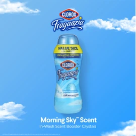 Clorox Fraganzia Laundry Scent Booster Crystals in Morning Sky Scent - Scented In-Wash Freshener Beads for Fresh, Clean, Great Smelling Clothes and Linens, 70 Oz