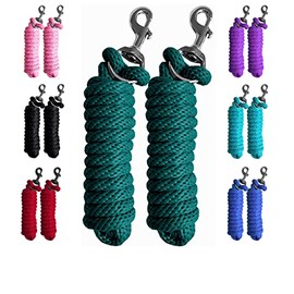 Majestic Ally Pack of 2 Solid Poly Lead Rope for Horses & Livestock – 10 Foot Long and 5/8 inch Thick - Replaceable Heavy-Duty Bolt Snap – Handmade – Soft, Broken in Feel (Hunter Green)