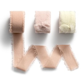 MORSUNBELA Chiffon Ribbon 25 mm, 19 Metres Decoration Gift Ribbon Wide Fabric Ribbon for Wedding, Christening and Birthday Gifts