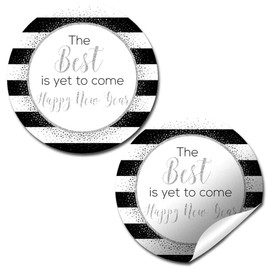The Best Is Yet To Come New Year’s Thank You Sticker Labels, 40 2" Party Circle Stickers by AmandaCreation, Great for Party Favors, Envelope Seals & Goodie Bags