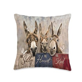 Funny Donkey Butterfly Be Silly Be Honest Be Kind Jesus Throw Pillow