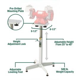HTC Adjustable Bench Top Grinder Stand, 500-pound Weight Capacity, HGP-10 , White