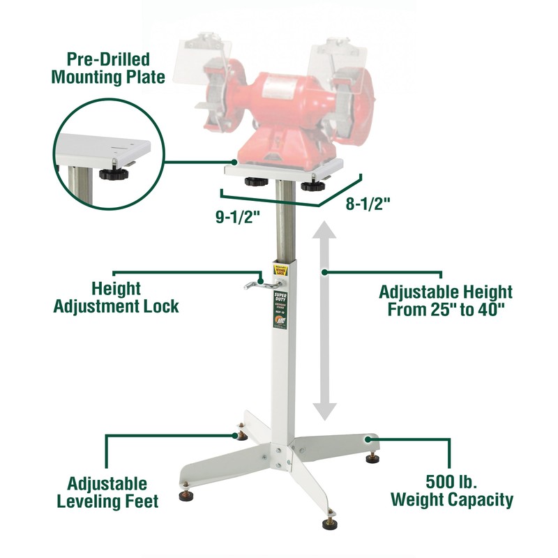 HTC Adjustable Bench Top Grinder Stand, 500-pound Weight Capacity, HGP-10