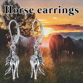 PELOVNY Gold Horse Earrings 925 Sterling Silver Horse Dangle Earrings Hypoallergenic Horse Jewelry Equestrian Christmas Birthday Gifts for Women Mom Daughter Her