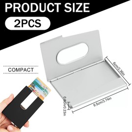 EORPAVU Business Card Case 2 Pieces Business Card Holder Business Card Storage Business Card Holder Ultra Thin Business Card Holder for Men and Women (Silver-Black)