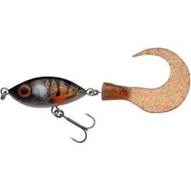Abu Garcia Svartzonker McMio Pike and Muscle Fish Bait - Floating Jerkbait for Freshwater Predatory Fish - Ideal for Pike, Shell, Zander and Bass - Realistic 3D Design, Motor Oil Burbot 14 cm