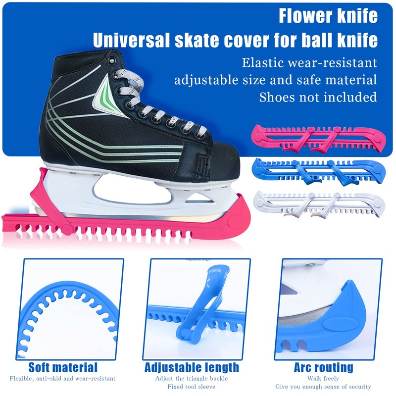 Newsmy 4 Pack Ice Skate Blade Covers, Adjustable Quick Ice
