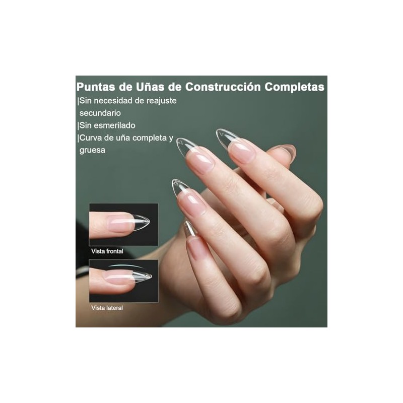600Pzs Tips para Uñas Soft Gel, Uña Postiza Transparente Mate