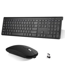 UrbanX Plug and Play Compact Rechargeable Wireless Bluetooth Full Size Keyboard and Mouse Combo for Infinix Hot 10s - Windows, macOS, iPadOS, Android, PC, Mac, Laptop, Smartphone, Tablet -Black