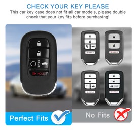 JUNJIAWU for Honda Key Fob Cover with keychain for Honda Key Fob Case Fit for 2022 2023 2024 Honda Accord Civic CR-V HR-V Pilot (black), Small