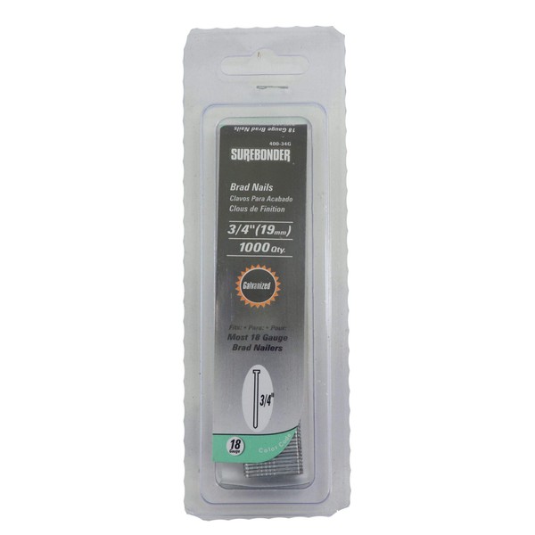 400-34G Brad Nails - 18 Gauge, 3/4" Length - 1000
