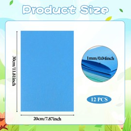 12 Felt Fabric Sheets, 11.8 x 7.9in Thick Soft Felt Fabric Sheet Craft Felts Sewing Squares for DIY Crafts Patchwork Projects (Blue Series)