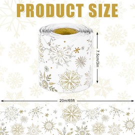 AnyDesign 65Ft Christmas Bulletin Board Border Grey Gold Snowflake Die Cut Trim Border Roll for Winter Holiday Xmas Classroom Blackboard School DIY Crafts
