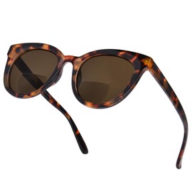 Bifocal Reading Sunglasses for Women Fashion Cat Eye Sun Readers UV400 Protection Outdoor Reading Sunglasses Tortoise 1.5x