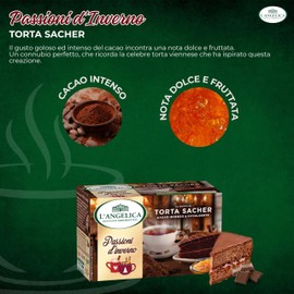 L'Angelica, Passioni d'Inverno, Tisana Gusto Torta Sacher, Infuso con Cacao Intenso, Avvolgente e Una Nota Fruttata, 1 Confezioni da 15 Filtri