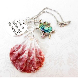 Sea Turtle Rear View Mirror Charm - Beach Car Accessories - Sea Shell Car Charm - Mother's Day Gift for Beach Lover