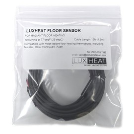 LuxHeat Temperature Floor Sensor For Radiant Under Floor Heating. NTC 10kohm 15ft Probe, Suitable For Most Heating Installations. Compatible With Most Brands, Honeywell Aube Ditra NuHeat & More, 5Pack