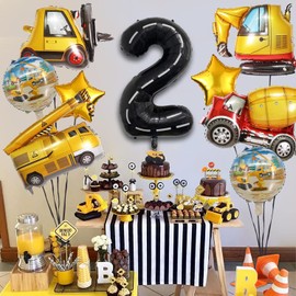 Construction Truck Balloons Construction Birthday Party Supplies Construction Trucks Party Decorations for Boys 2nd Birthday Party Construction Tractor Themed Birthday Party Favor