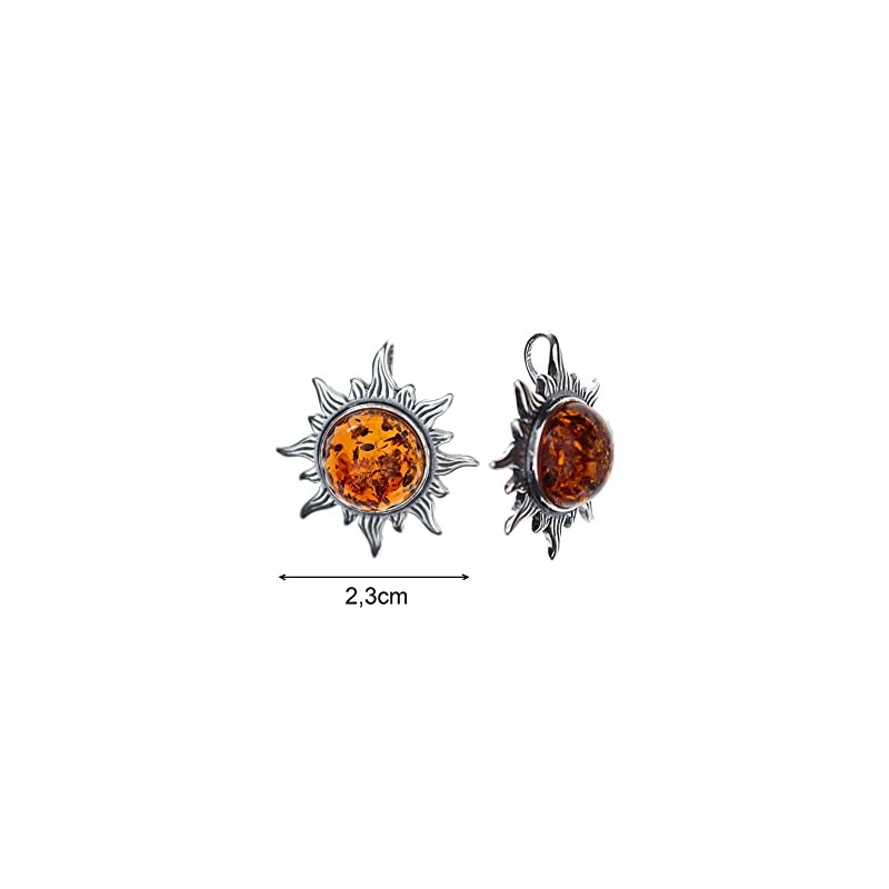 Artisana Jewellery Amber Sun Pendant (without Chain) Set in 925/000
