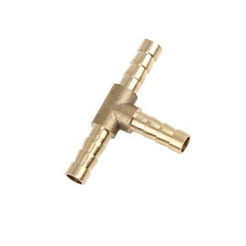 Partuto 6mm Hose Barb Brass Joiner Tee 3 Way Adaptor for Air Water Oil Pipe Replacement