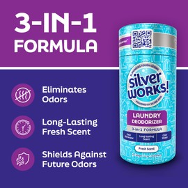 SilverWorks! Laundry Deodorizer, In-Wash Scent Booster, 3-in-1 Odor Eliminator, Long Lasting Scent, Protects Against Odors, Laundry Odor Remover, Scent Booster & Laundry Freshener, Fresh Scent, 12 oz
