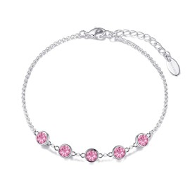 Philip Jones Pink Crystal Chain Bracelet Created with Zircondia® Crystals