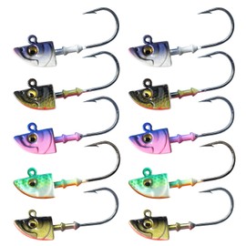 Fish Corner Swimbait Jig Head Swimbait Jigs with 3D Eyes Minnow Jig Heads for Fishing Saltwater 10 pcs/Set 1oz